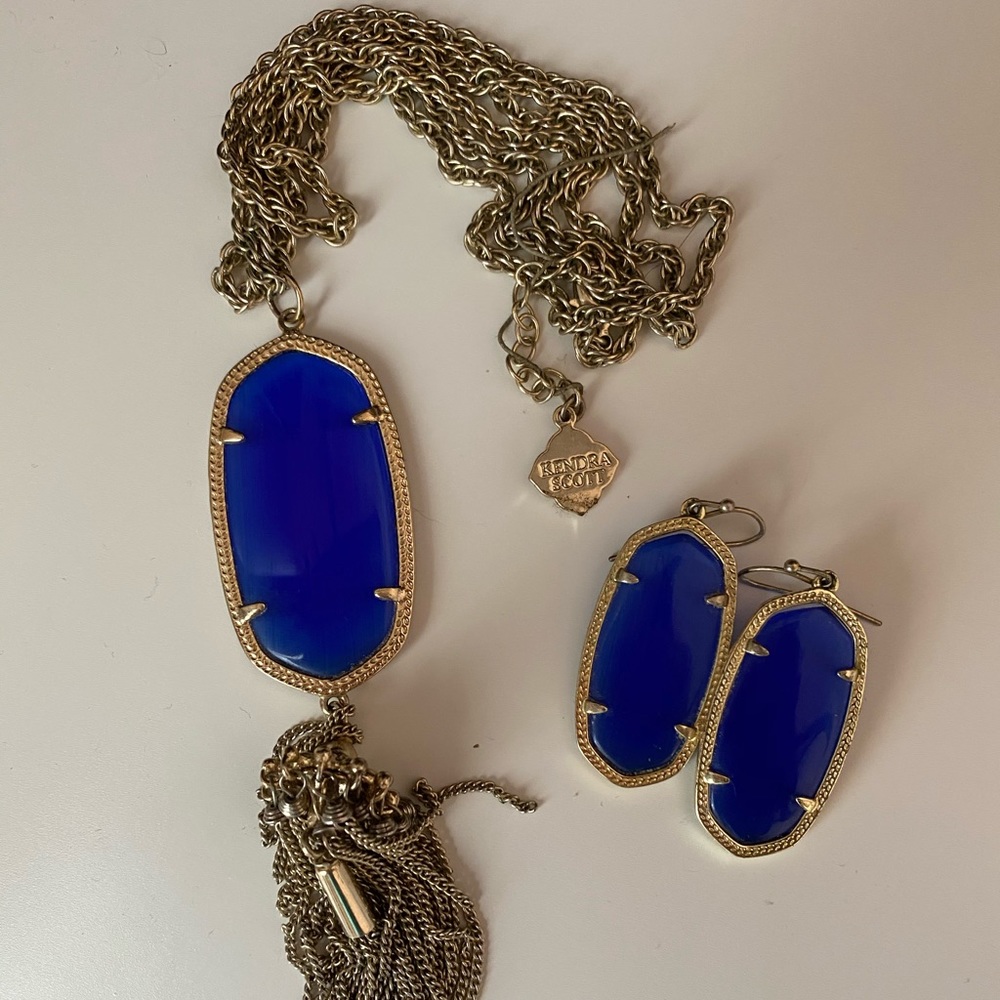 Rayne Necklace in Cobalt and Matching Earrings Set